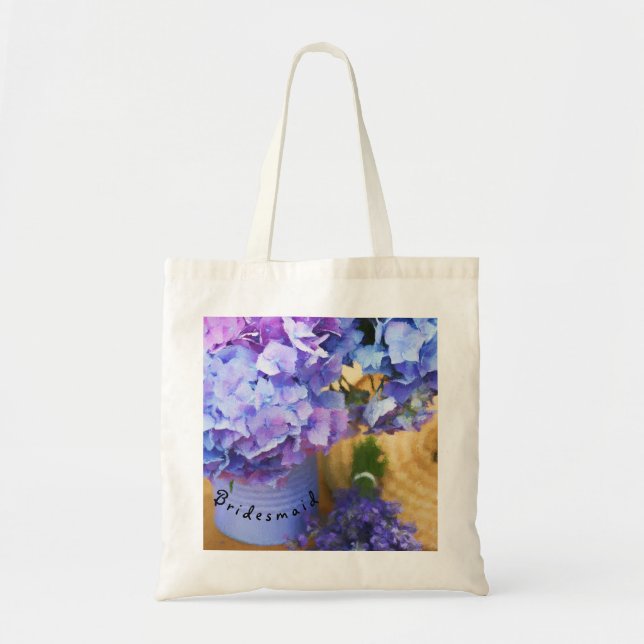 Blue Hydrangea Bridesmaid Tote Bag (Front)