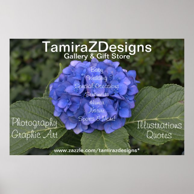 Blue Hydrangea Business Name Details Poster (Front)