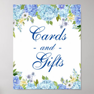 Blue Hydrangea Cards and Gifts Wedding Sign