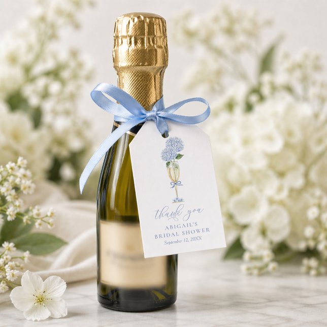 Blue Hydrangea Champagne Glass Favour Tag (Creator Uploaded)