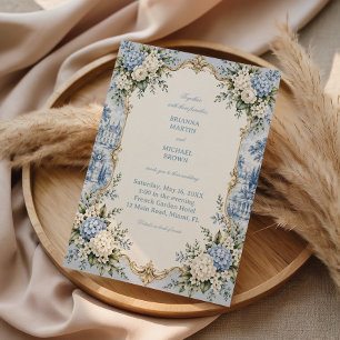 Blue Hydrangea Chateau Botanical Elegance Invitation