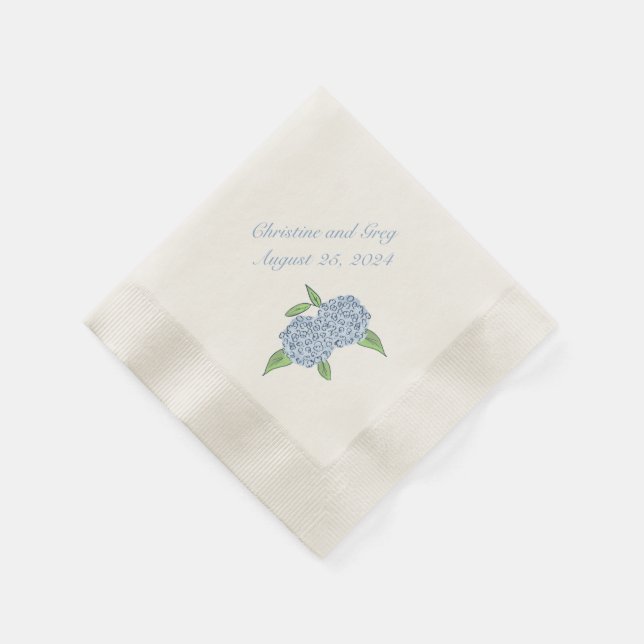 Blue Hydrangea Classic Wedding Bridal Shower Napkin (Corner)