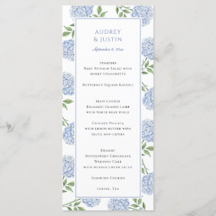 Blue Hydrangea Classic Wedding Dinner Menu