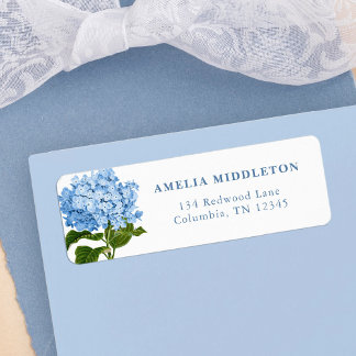 Blue Hydrangea Classic Wedding Return Address Label