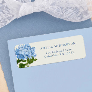 Blue Hydrangea Classic Wedding Return Address Label