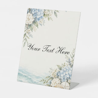 Blue Hydrangea Coastal Floral Party Sign