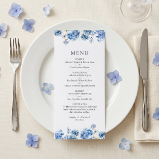 Blue Hydrangea Coastal Wedding Flat Menu