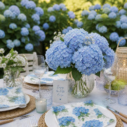 Blue Hydrangea Cocktail Napkins | Coastal Floral