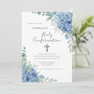 Blue Hydrangea Confirmation Religious Invitation