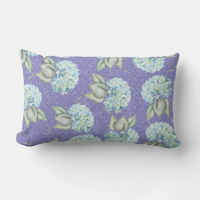 Blue Hydrangea Country Elegance Lumbar Cushion (Front)