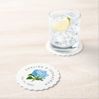 Blue Hydrangea Couples Name and Wedding Date