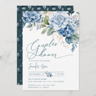 Blue Hydrangea    Couples Shower Invitation