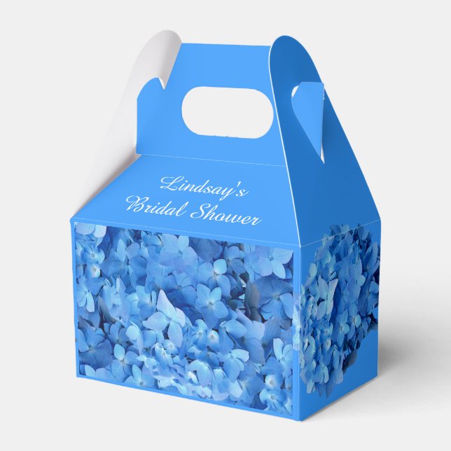 Blue Hydrangea Custom Bridal Shower Favour Box (Front Side)