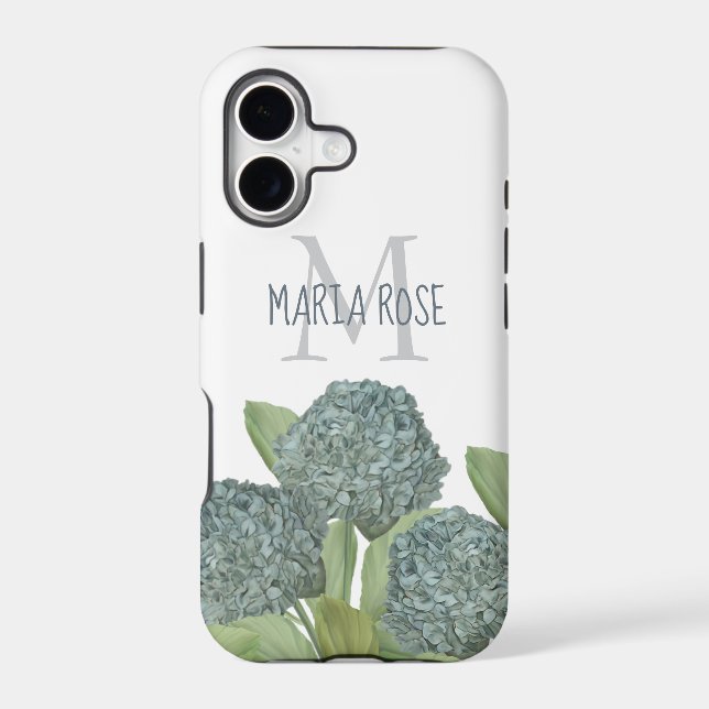 Blue Hydrangea Custom Floral Monogram Chic (Back)