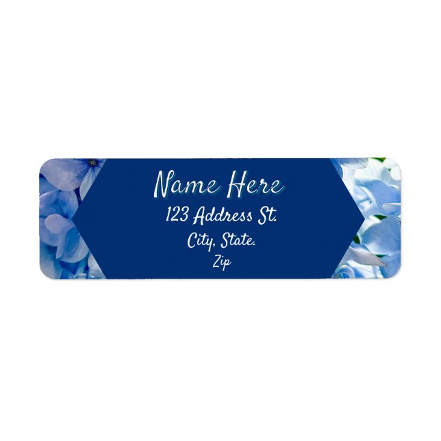 Blue Hydrangea Custom Name Return Address Label (Front)