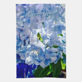 Blue Hydrangea Custom Name Tea Towel