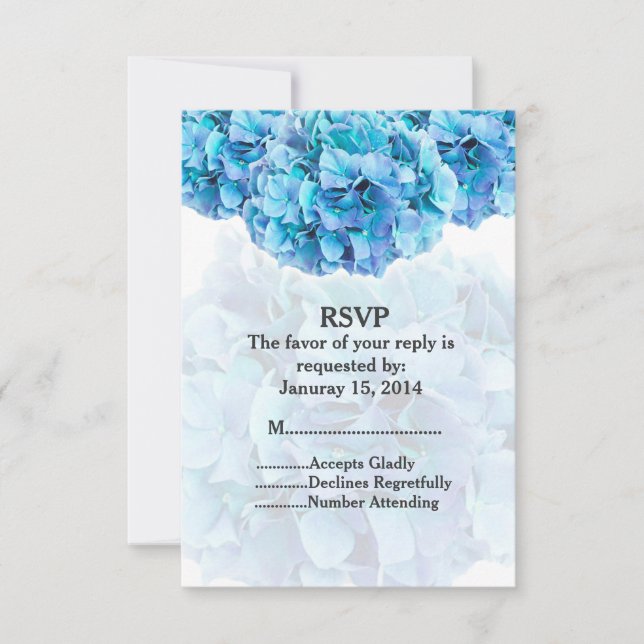 Blue hydrangea custom wedding RSVP hydrangea3 Card (Front)