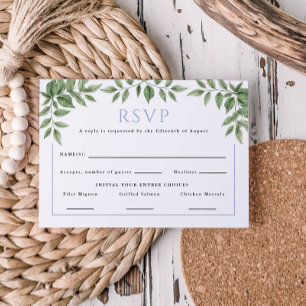 Blue Hydrangea Customised Wedding Reply RSVP Card