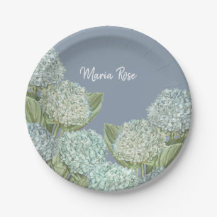 Blue Hydrangea/ Dusty Blue Paper Plate