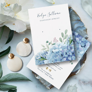 Blue hydrangea earring display card
