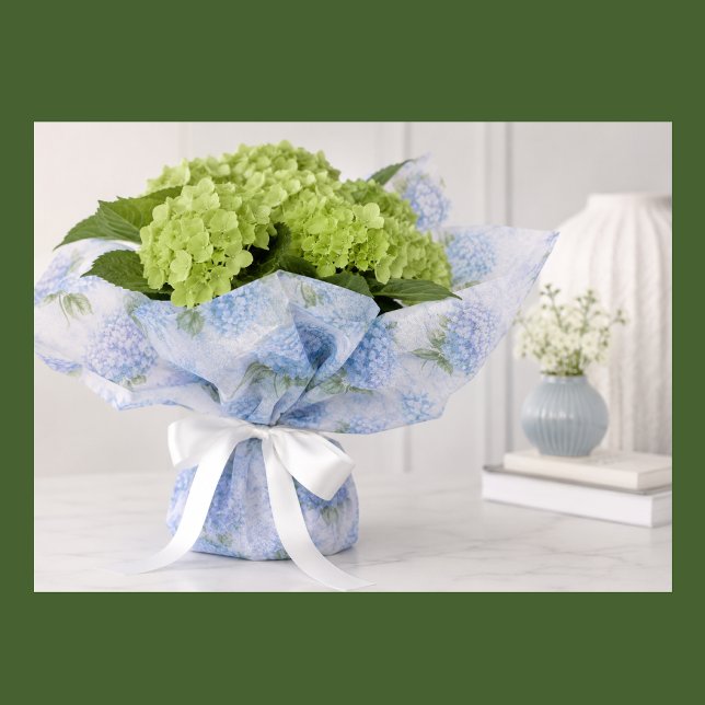 Blue Hydrangea Elegance | Floral Tissue Paper (Blue Hydrangea Tissue Paper. Make Birthdays, Baby Showers, Weddings and Engagements a floral delight)