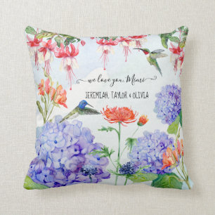 Blue Hydrangea Elegant Floral We Love you Mimi Cushion