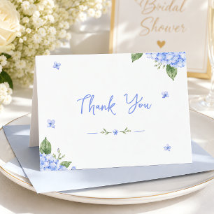 Blue Hydrangea Elegant Watercolor Floral Thank You Card