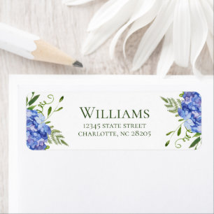 Blue Hydrangea Engagement Party Return Address Label