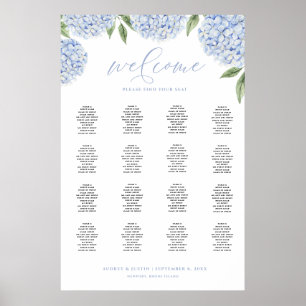 Blue Hydrangea Extra Large Seating Chart Poster