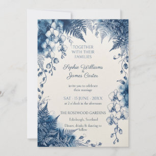 Blue Hydrangea Fern Botanical Garden Invitation