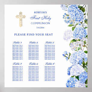Blue Hydrangea First Communion Seating Chart