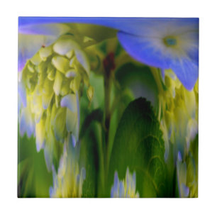 Blue Hydrangea Floral Abstract Art Tile