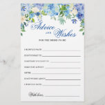 Blue Hydrangea Floral Advice and Wishes card<br><div class="desc">Elegant Blue Hydrangea Greenery Advice and Wishes card. For additional customisation,  feel free to contact me!</div>