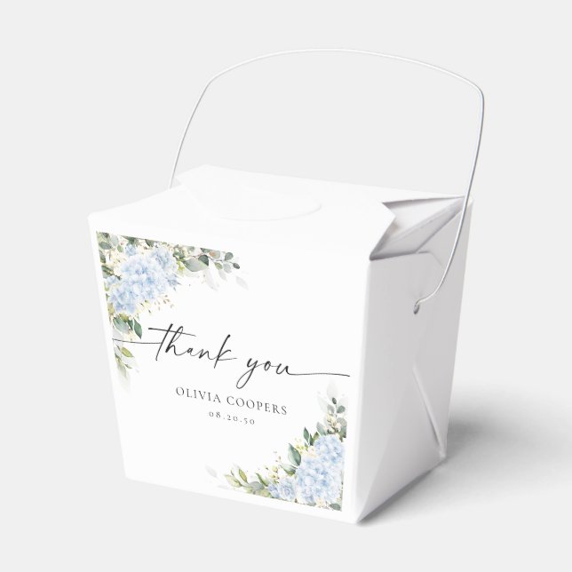 Blue Hydrangea Floral Baby Shower Favour Box (Front Side)