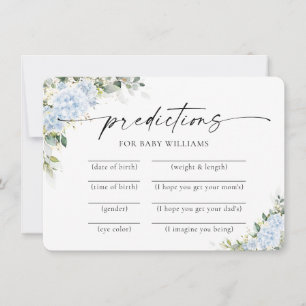 Blue Hydrangea Floral Baby Shower Predictions Card