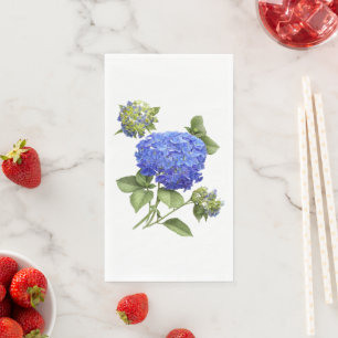 Blue Hydrangea Floral Botanical Painting Paper Napkin