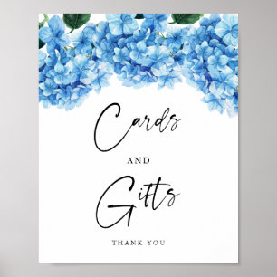 Blue Hydrangea Floral Bridal Shower Cards Gifts Poster