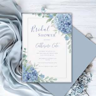 Blue Hydrangea Floral Bridal Shower Invitation