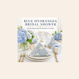 Blue Hydrangea Floral Bridal Shower Party Napkins