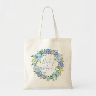 Blue Hydrangea Floral Bridesmaid Tote Bag