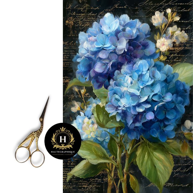 Blue Hydrangea Floral Decoupage Tissue Paper (Give an Antique Dresser a Botanical Bloom.)