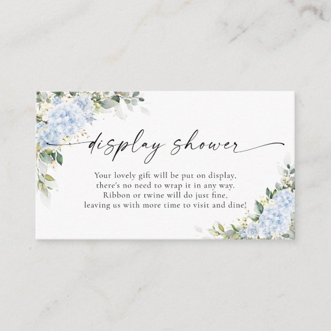 Blue Hydrangea Floral Display Shower  Enclosure  Card (Front)