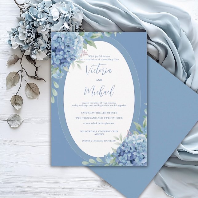 Blue Hydrangea Floral Elegant Wedding Invitation (Creator Uploaded)