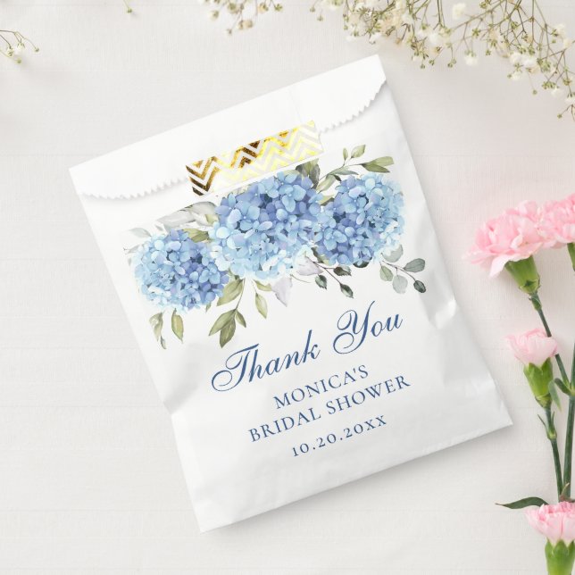 Blue Hydrangea Floral Eucalyptus Bridal Shower Favour Bag (Sealed)