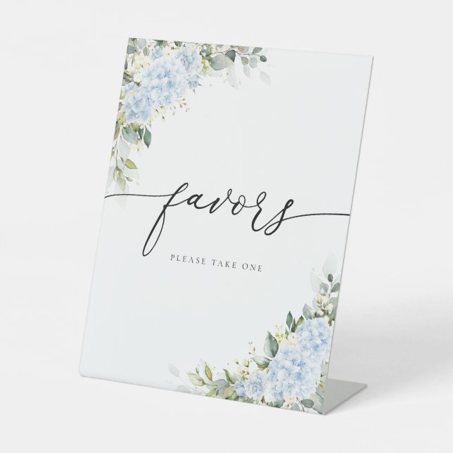 Blue Hydrangea Floral Favours Sign (Front)