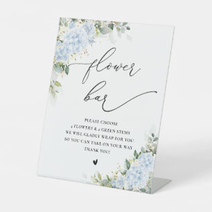 Blue Hydrangea Floral Flower Bar Sign
