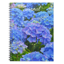Blue Hydrangea Floral Flowers Journal Spiral