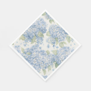 Blue Hydrangea Floral Luncheon Napkins