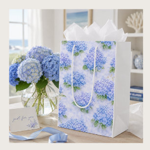 Blue Hydrangea Floral Medium Gift Bag