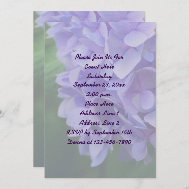 Blue Hydrangea Floral Party Invitation (Front/Back)